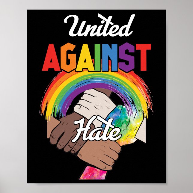 United Against Hate Black Melanin Rainbow Hand Poster (Framsidan)