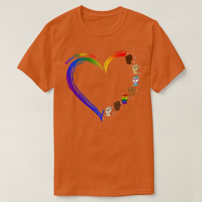 United against Hate LGB Pride Black Melanin Heart T Shirt (Design framsida)