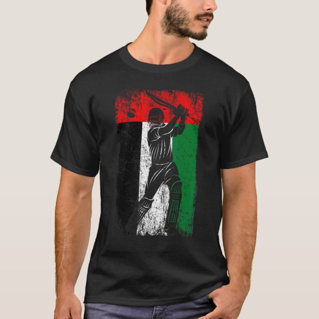 United Arab Emirates Flag Cricket Fan Player Coach T Shirt (Framsida)