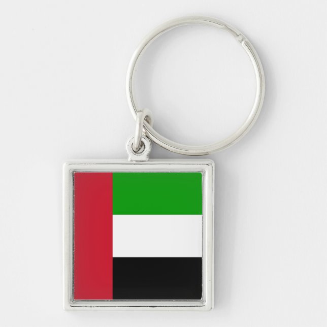 United Arab Emirates keychain Fyrkantig Silverfärgad Nyckelring (Framsidan)