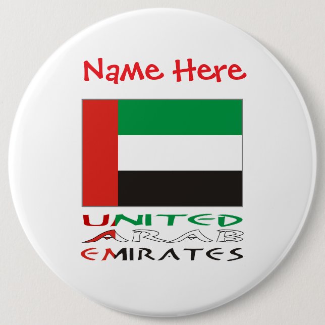 United Arab Emirates UAE Flag Red Personalize Name Knapp (Framsida)