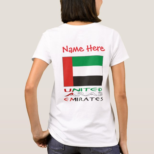 United Arab Emirates UAE Flag Red Personalize Name T Shirt (Baksida)
