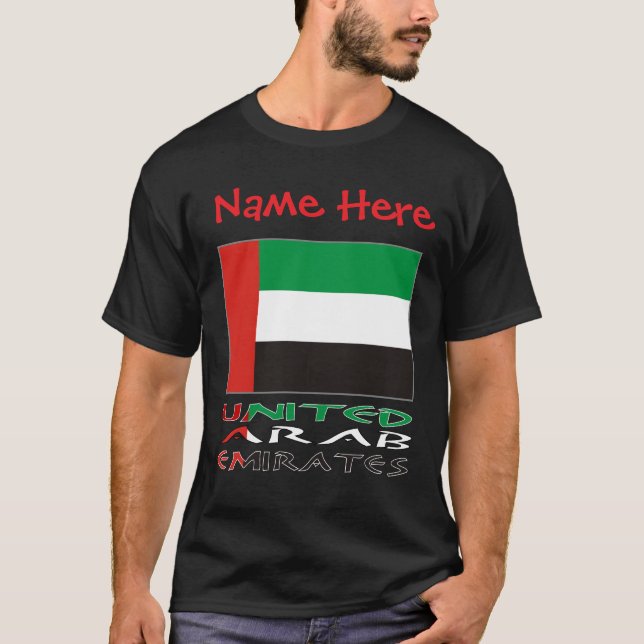 United Arab Emirates UAE Flag Red Personalize Name T Shirt (Framsida)