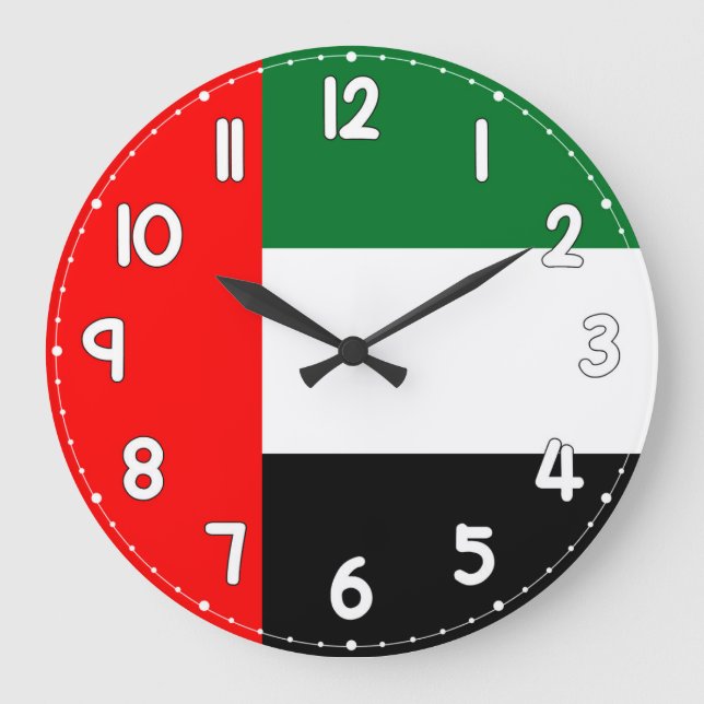 United Arab Emirates UAE Flag Wall Clock Stor Klocka (Framsida)
