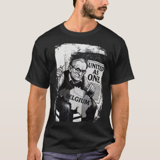 United as One - Belgium Black & White Grunge T Shirt