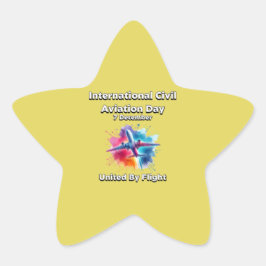 United by Flight. Internationell dag för civil luf Stjärnformat Klistermärke