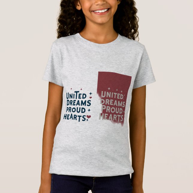 United Dreams Proud Hearts grått T Shirt (Framsida)