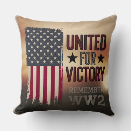 United for Victory WWII American Flagga Patriotic Kudde