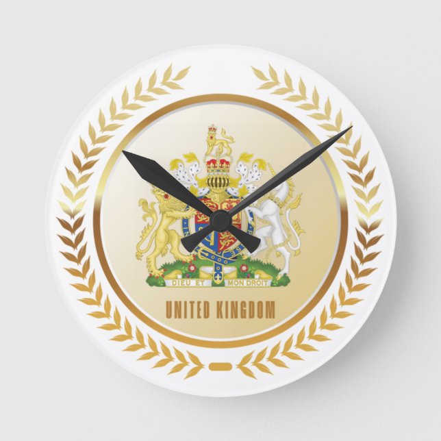 United Kingdom Coat Of Arms Rund Klocka (Framsida)