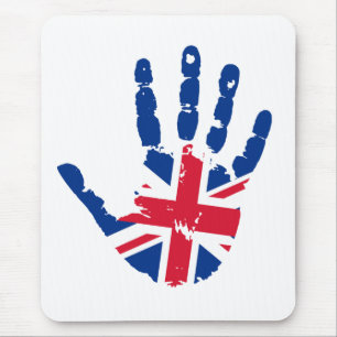 United Kingdom Flagga Handprint Musmatta