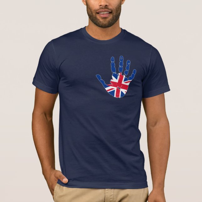 United Kingdom Flagga Handprint T Shirt (Framsida)