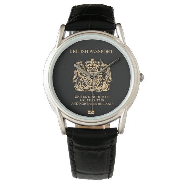 United Kingdom passport wristwatch Armbandsur (Framsida)