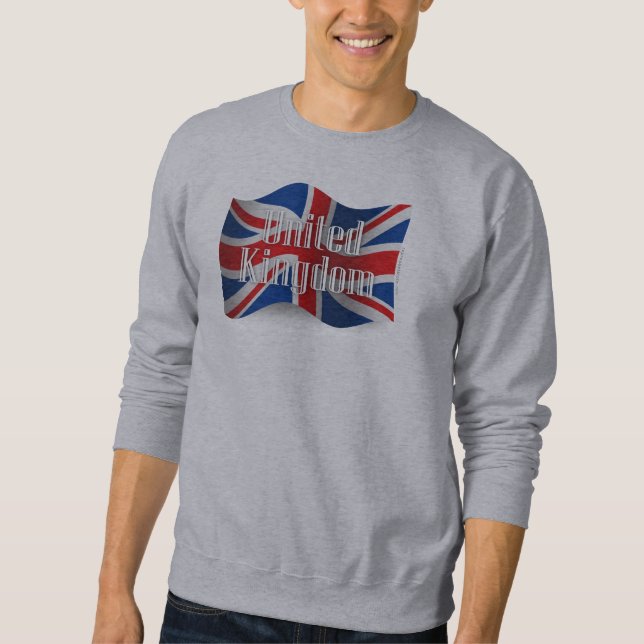 United Kingdom som vinkar flagga Lång Ärmad Tröja (Framsida)