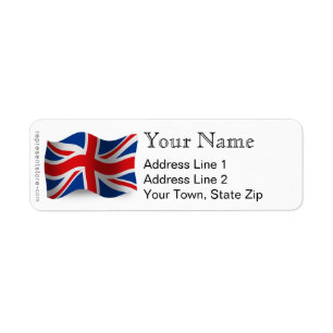 United Kingdom som vinkar flagga Returadress Etikett