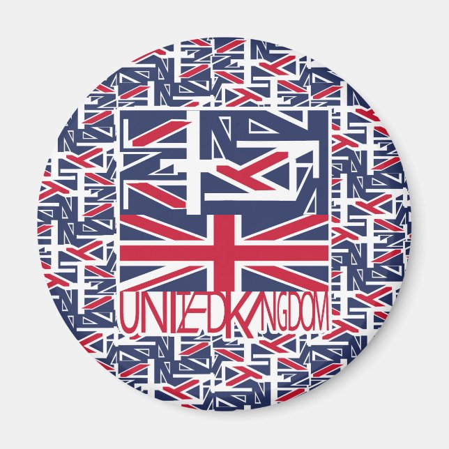 United Kingdom UK flag BY MASANSER PIXELAT Magnet (Framsidan)