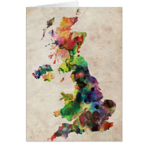 United Kingdom vattenfärgkarta Hälsningskort