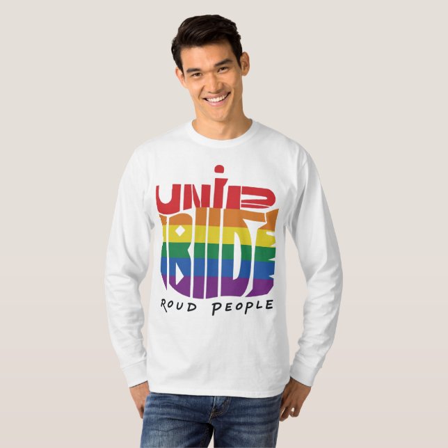 "United Pride Proud People" T Shirt (Hel framsida)