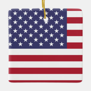 United Stater (American) Flagga Julgransprydnad Keramik