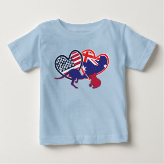 United Stater and Australia Flagga Hearts T Shirt