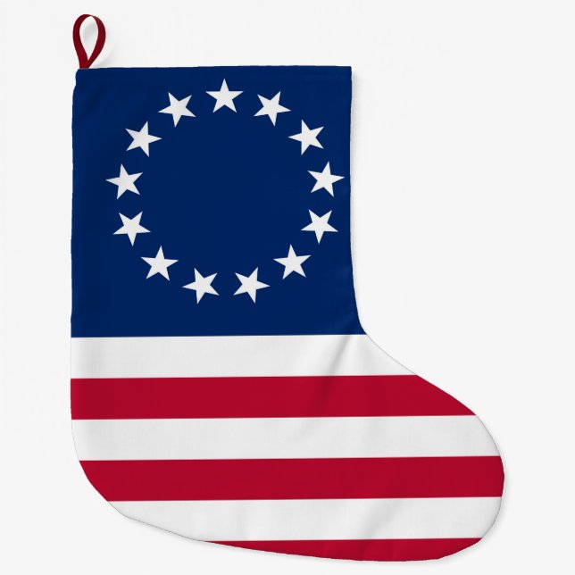 United Stater Betsy Ross Flagga Stor Julstrumpa (Framsidan)