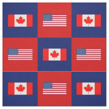 United Stater Flagga, Canada Flagga on Blue and Re
