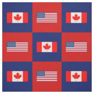 United Stater Flagga, Canada Flagga on Blue and Re Tyg