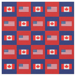 United Stater Flagga, Canada Flagga on Blue and Re Tyg