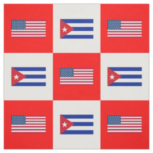 United Stater Flagga, Cuba Flagga on White & Red B Tyg