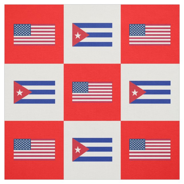 United Stater Flagga, Cuba Flagga on White & Red B Tyg (Provkarta)