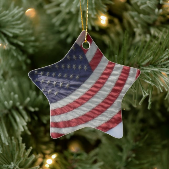 United Stater Flagga Flygande Julgransprydnad Keramik (Träd)