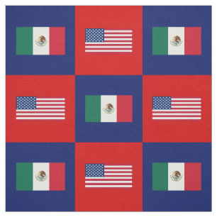 United Stater Flagga, Mexiko Flagga på Blue & Red Tyg
