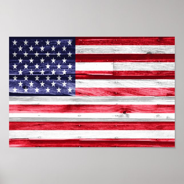 United Stater Flagga on Wood Poster (Framsidan)