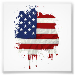 United Stater Flagga Paint Splatter Fototryck