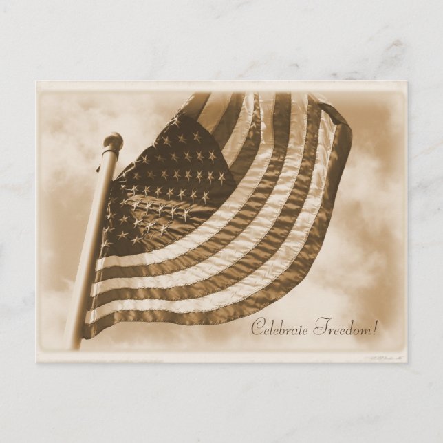 United Stater Flagga Sepia Patriotic Vykort (Framsida)
