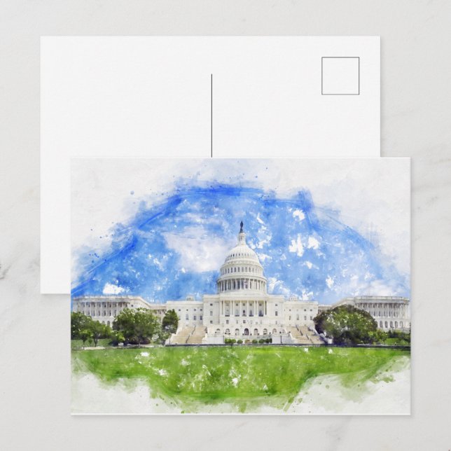 United Stater Huvudstad i Washington DC Pastel Dra Vykort (Fram/baksida)