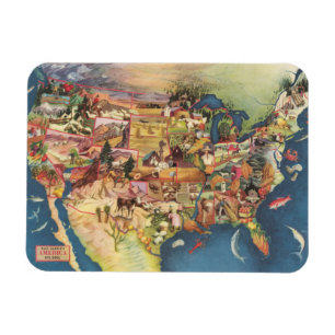 United Stater Karta - American Farming & Agricultu Magnet
