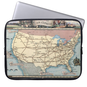 United Stater Karta Frakt Skyway via Luft Express Laptop Fodral