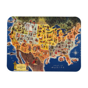 United Stater Karta - Vacation and Play Magnet