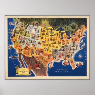 United Stater Karta - Vacation and Play Poster