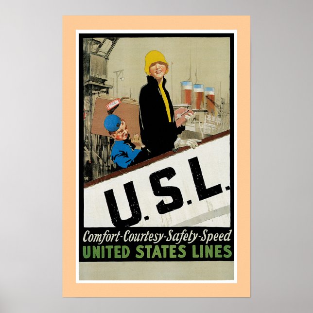 United Stater Line U. S. L. Poster (Framsidan)
