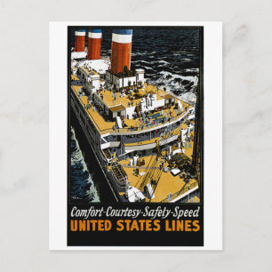 United Stater Linjer Comfort Courtesy Safety Speed Vykort