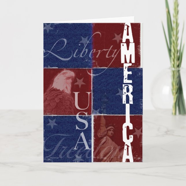 United Stater Patriotic Greeting Card Tack Kort (Framsida)