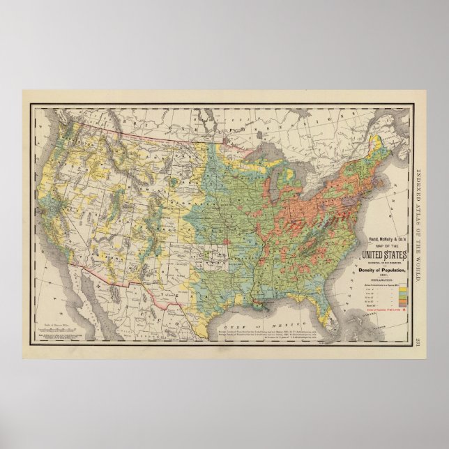 United Stater Population Density, 1890 Poster (Framsidan)
