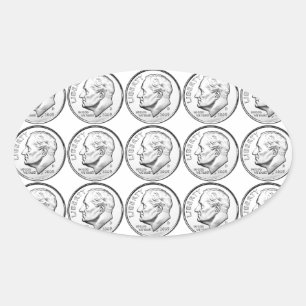United Stater Roosevelt Dime Ovalt Klistermärke