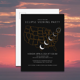 United Stater Solar Eclipse 4.8.2024 View Party Inbjudan Vykort