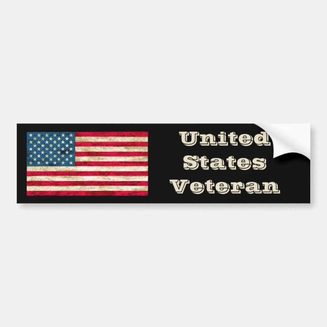 United Stater Veteran American Flagga Bumper Stick Bildekal (Framsidan)