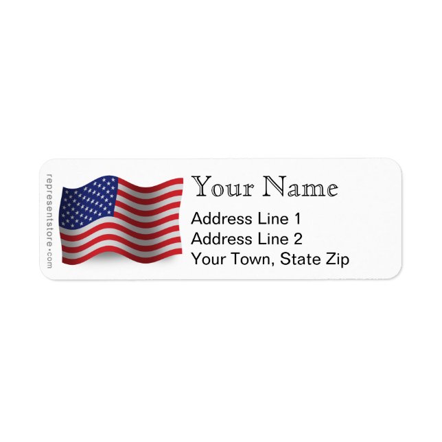 United Stater Wave Flagga Returadress Etikett (Framsidan)