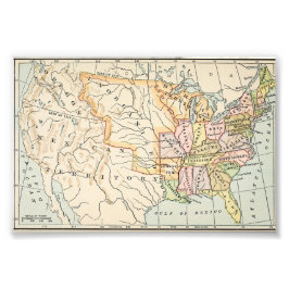 United States 1830 Historical Map Illustration Fototryck