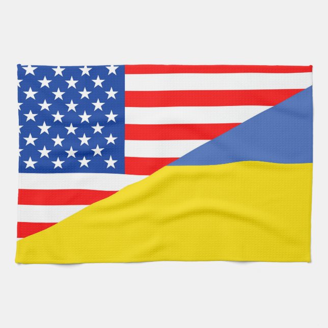 United States Amerika ukraine halv flagga USA Kökshandduk (Horisontell)