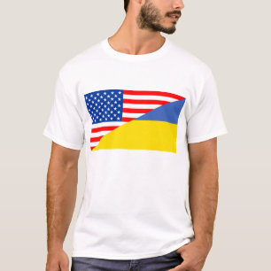 United States Amerika ukraine halv flagga USA T-shirt